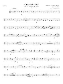 Partition viole de gambe, corde quatuor No.5, Divertimento, F major