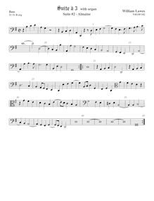 Partition viole de basse,  No.2 pour 3 violes de gambe et orgue