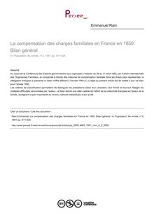La compensation des charges familiales en France en 1950. Bilan général - article ; n°3 ; vol.6, pg 411-424