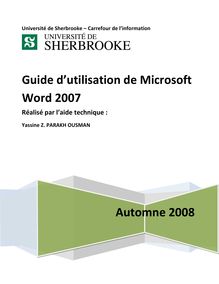 Tutoriel - Guide d utilisation de Microsoft Word 2007