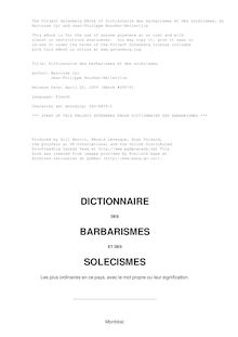 Dictionnaire des barbarismes et des solécismes par Boucher