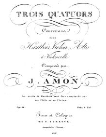 Partition Title page, 3 quatuors pour hautbois et cordes, Op.92