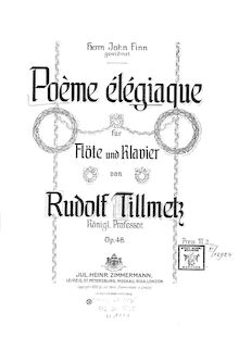 Partition flûte et partition de piano, Poeme elegiaque, Op.48, Tillmetz, Rudolf