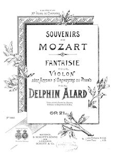 Partition violon et partition de piano, Souvenirs de Mozart, Op.21
