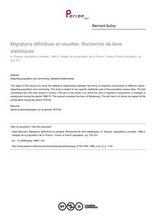 Migrations définitives et navettes. Recherche de liens statistiques - article ; n°2 ; vol.4, pg 323-331
