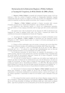 Declaracion de la federacion Regions e Pòbles Solidaris a l acamp ...