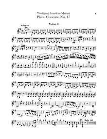 Partition violons II, Piano Concerto No.17, G major, Mozart, Wolfgang Amadeus