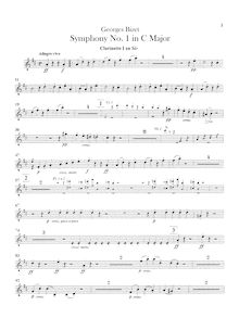 Partition clarinette 1, 2 (B♭), Symphony en C Major, Bizet, Georges