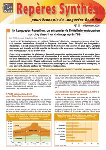  En Languedoc-Roussillon, un saisonnier de lhôtellerie-restauration sur cinq sinscrit au chômage après lété