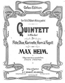 Partition Cover, Quintett Es-Dur, E♭ major, Heim, Max