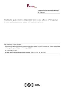 Cailloutis quaternaires et pierres taillées du Chaco (Paraguay) - article ; n°3 ; vol.64, pg 865-884