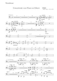 Partition Trombone 1/2, Concertstuk piano en orkest, Ostijn, Willy