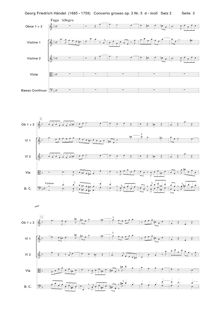 Partition , Allegro, Concerto Grosso en D minor, HWV 316, D minor par George Frideric Handel