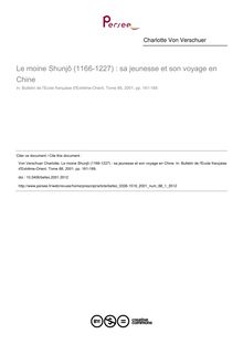 Le moine Shunjô (1166-1227) : sa jeunesse et son voyage en Chine - article ; n°1 ; vol.88, pg 161-189