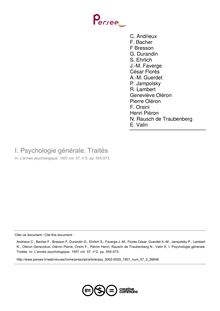 Psychologie générale. Traités - compte-rendu ; n°2 ; vol.57, pg 555-573