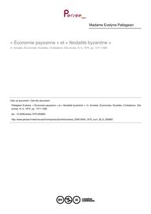« Économie paysanne » et « féodalité byzantine » - article ; n°6 ; vol.30, pg 1371-1396