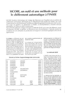 Sicore, un outil et une méthode pour le chiffrement automatique à l Insee - Numéro 74 - août 1995