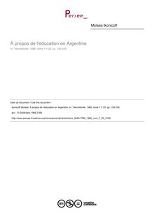 À propos de l éducation en Argentine - article ; n°25 ; vol.7, pg 159-165