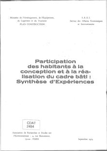 Participation des habitants à la conception et à la réalisation du cadre bâti : synthèse d expériences. : 2494_1