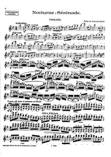 Partition de violon, Nocturne-Serenade, Op.45, Sarasate, Pablo de