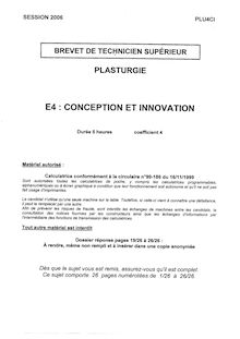 Conception et innovation 2006 BTS Plasturgie