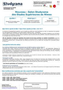 Studyrama organise le 1er Salon des Etudes Supérieures à Nîmes, le 19 novembre 2016