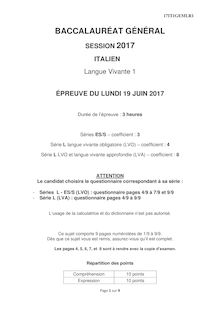 Sujet LV1 - Bac général - Italien 2017
