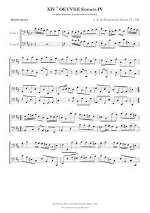 Partition complète (violes de gambe), 6 sonates pour 2 bassons, violoncelles ou violes de gambe, Op.14 par Joseph Bodin de Boismortier