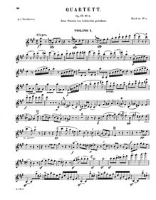 Partition violon 1, corde quatuor No.5, Op.18/5, A major, Beethoven, Ludwig van par Ludwig van Beethoven