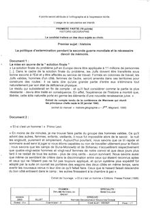 Histoire Géographie 2003 Brevet (filière générale)