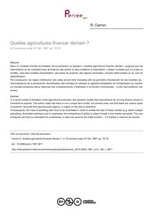 Quelles agricultures financer demain ? - article ; n°1 ; vol.182, pg 75-79