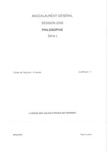 Sujet du bac L 2008: Philosophie
