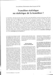Les systèmes d information dans les pays de l Est : transition statistique ou statistique de transition ? - Numéro 74 - août 1995 