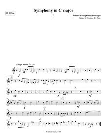 Partition hautbois 2, Symphony No.4, C major, Albrechtsberger, Johann Georg