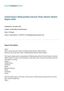 United States Multi-position Electric Water Heater Market Report 2016 