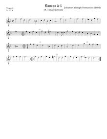 Partition ténor viole de gambe 2, octave aigu clef, 4 German Dances par Christoph Demantius