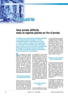 Industrie : une année difficile mais la reprise pointe en fin d année (Octant n° 97)