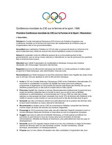 Conférence mondiale du CIO sur la femme et le sport, 1996
