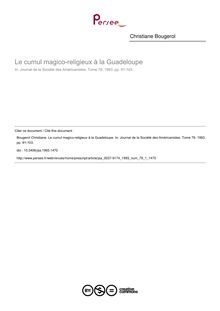 Le cumul magico-religieux à la Guadeloupe - article ; n°1 ; vol.79, pg 91-103