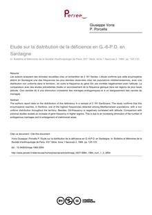 Etude sur la distribution de la déficience en G.-6-P.D. en Sardaigne - article ; n°2 ; vol.1, pg 125-133