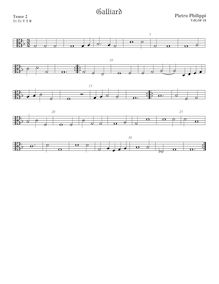 Partition ténor viole de gambe 2, alto clef, pavanes et Galliards pour 5 violes de gambe par Peter Philips