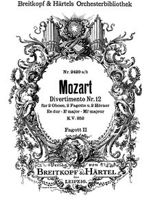 Partition basson 2, Divertimento, Divertimento No.12, E♭ major, Mozart, Wolfgang Amadeus