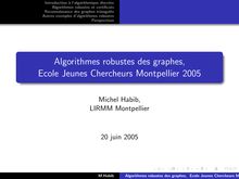 Introduction a l algorithmique discrete Algorithmes robustes et certificats