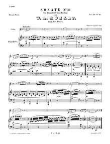 Partition de piano, violon Sonata, Violin Sonata No.31 ; Andante and Allegretto