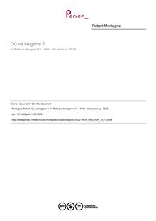 Où va l Algérie ? - article ; n°1 ; vol.10, pg 75-95