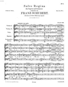 Partition complète, Salve Regina, D 676, A major, Schubert, Franz