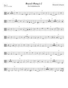 Partition viole de basse 1, alto clef, Du Schalksknecht, Schütz, Heinrich