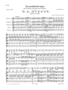 Partition complète, Ein musikalischer Spaß, Ein musikalischer Spass ; A Musical Joke ; Divertimento par Wolfgang Amadeus Mozart