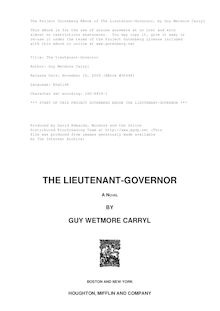 The Lieutenant-Governor - A Novel