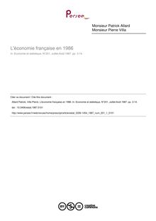 L économie française en 1986 - article ; n°1 ; vol.201, pg 3-14